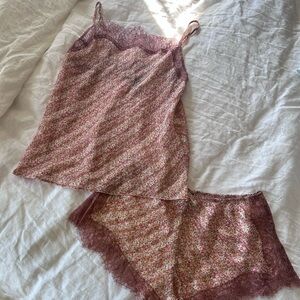 Victoria's Secret Pink Floral Lace Pajama Set